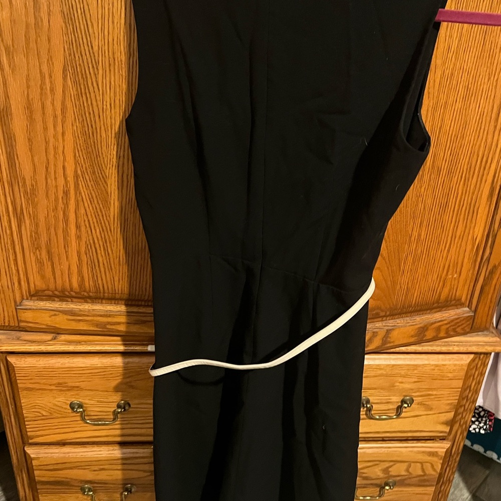 calvin klein black dress size 12 with cream belt